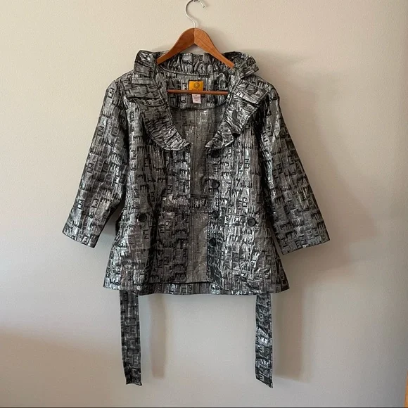 Ruby Rd Metallic Ruffle Collar Jacket - Picture 2 of 10